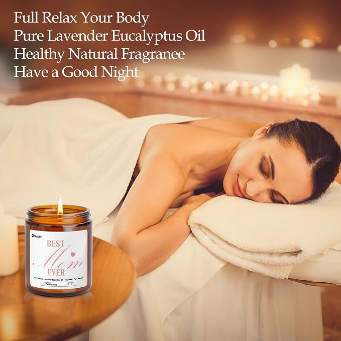 Aromatherapy Candles, Scented Candles, 7OZ Lavender Eucalyptus Candles Stress Relief and Relax for Home & Bedroom Gift for Women Birthday Christmas, Soy Wax Candle