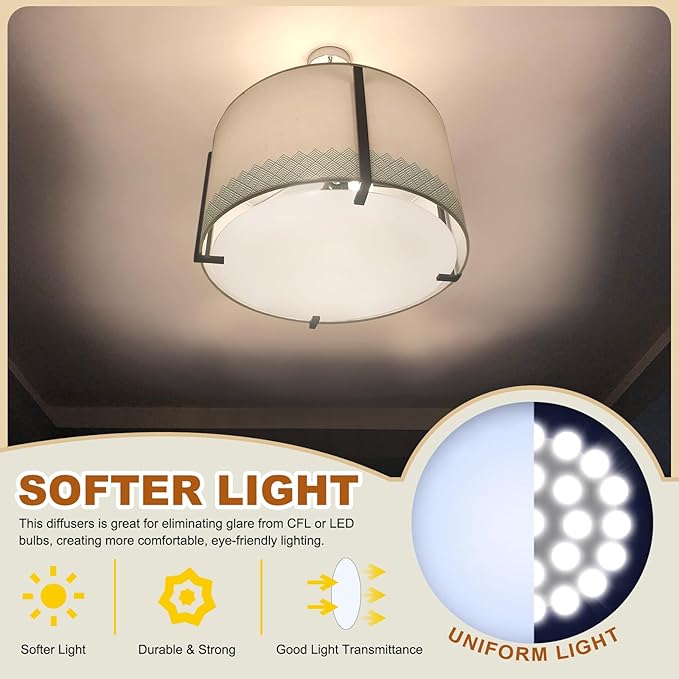 PATIKIL 12" Diameter Lampshade Diffuser, 2 Pcs 2mm Thick Round Diffuser Sheet for Drum Lampshades, Pendants Light, DIY Light Shield, Frosted White