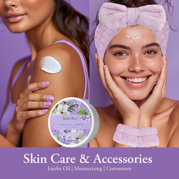 Home Spa Gift Basket for Women, Lavender Jasmine Bath & Body Care Kit | Bath and Body Gift Baskets, self care birthday gift for women, Spa Gifts for birthday, christmas