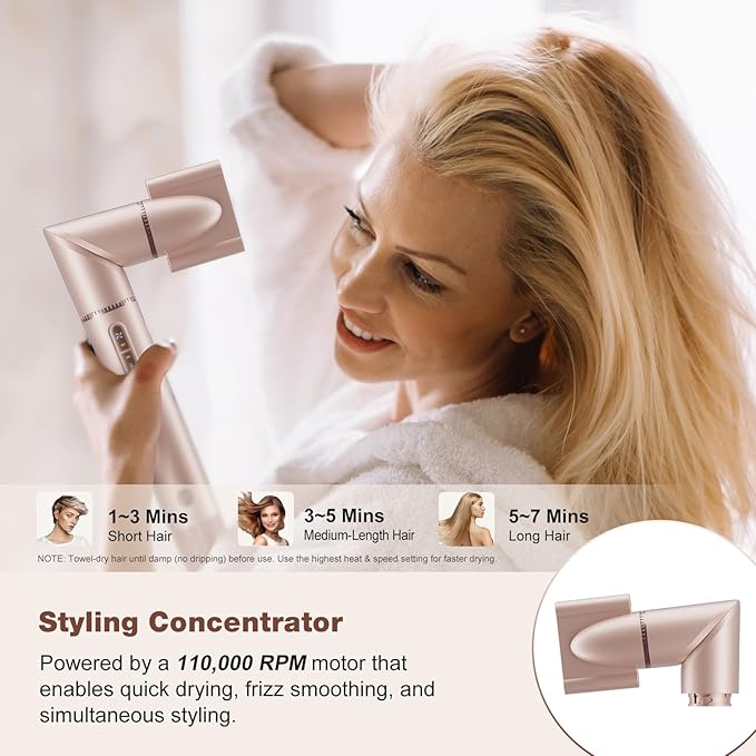 7MAGIC 7-in-1 Hot Air Styler, Hair Styler Dryer Brush with Auto-Wrap Curlers, High-Speed Hair Dryer for Fast Drying, Volumizing & Straightening, Travel Case Included, Pink