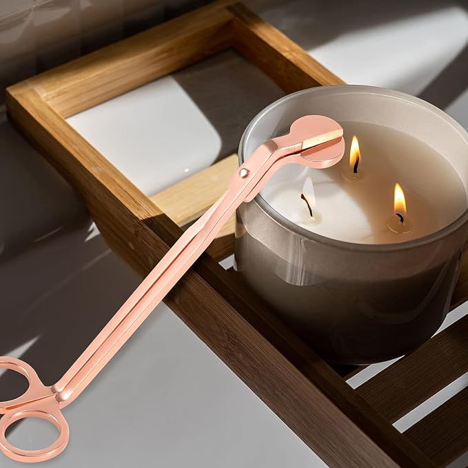 2pcs Candle Wick Trimmer, Polished Wicker Scissors, go deep into The Candle to Cut Spent Chips, Allow The Cleaner to Burn and Prevent Smoke buildup (Rose Gold)