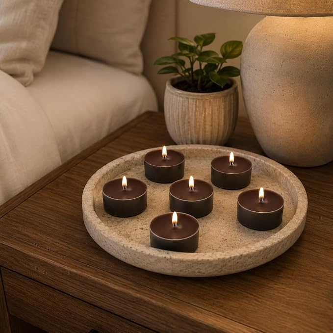 Chocolate Color Tea Lights Set of 24, Coffee Scented Tealight Candles, Handmade Tea Candles, Long Burning Tealights for Romantic Wedding Home Decor Gift
