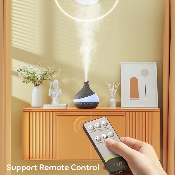 HJTHJT Essential Oil Diffuser: 500ML Aromatherapy Diffuser with Remote Control for Hotel Spa Yoga Room - Humidifiers for Bedroom with 14 Colors LED Night Light for Kids/Women
