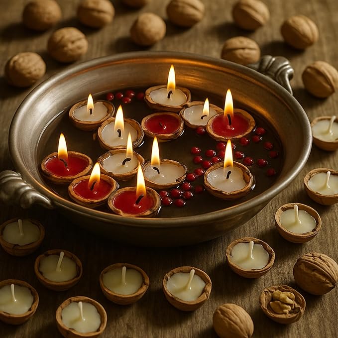 Nuanchu 24 Pcs Floating Candles Mini Walnut Floating Tea Lights Candles for Centerpieces Weddings Party Home Romantic Night Gifts Decorations