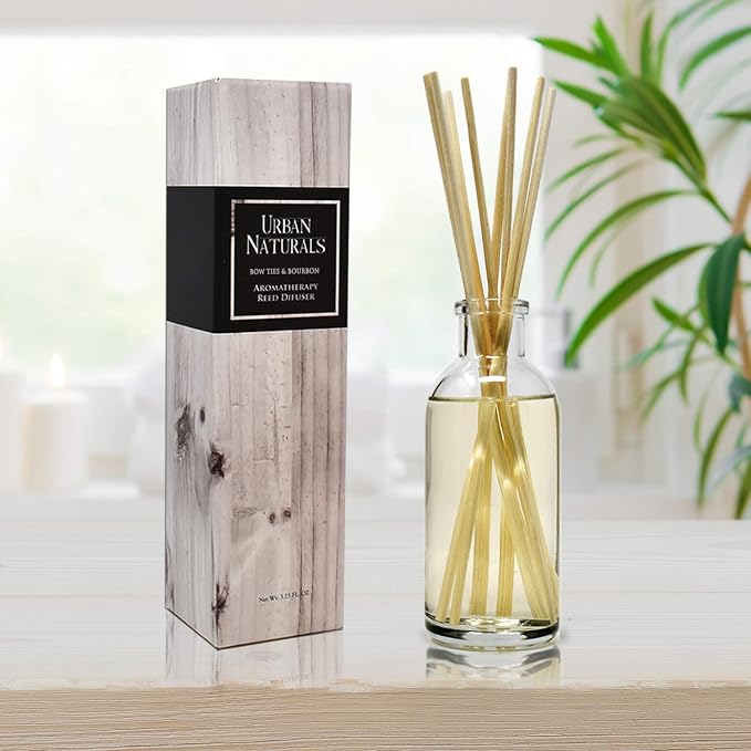 Urban Naturals Bowties & Bourbon Reed Diffuser Gift Set | Dark Oak, Bergamot & Bourbon | Made in the USA