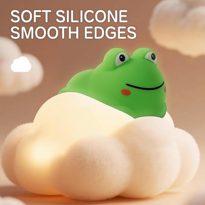 Led Cute Frog Night Light, Dimmable Timer Kawaii Lamps, Super Squishy Silicone USB Rechargeable Touch Control Night Lamp, Used for Camping Party Room Decor (Frog A)