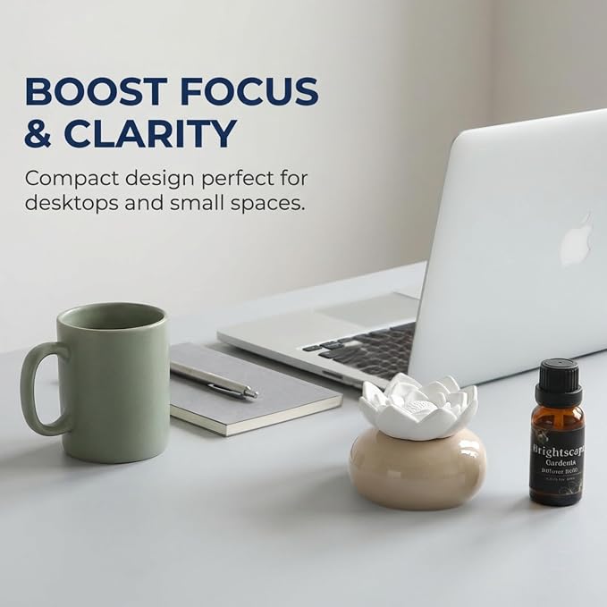 ScentFlow Passive Aroma Diffuser Starter Kit – Small Essential Oil Diffuser for Office Desk, Sauna & Home – Eco-Friendly Aromatherapy Gift Set Includes 0.67 fl oz Gardenia Oil