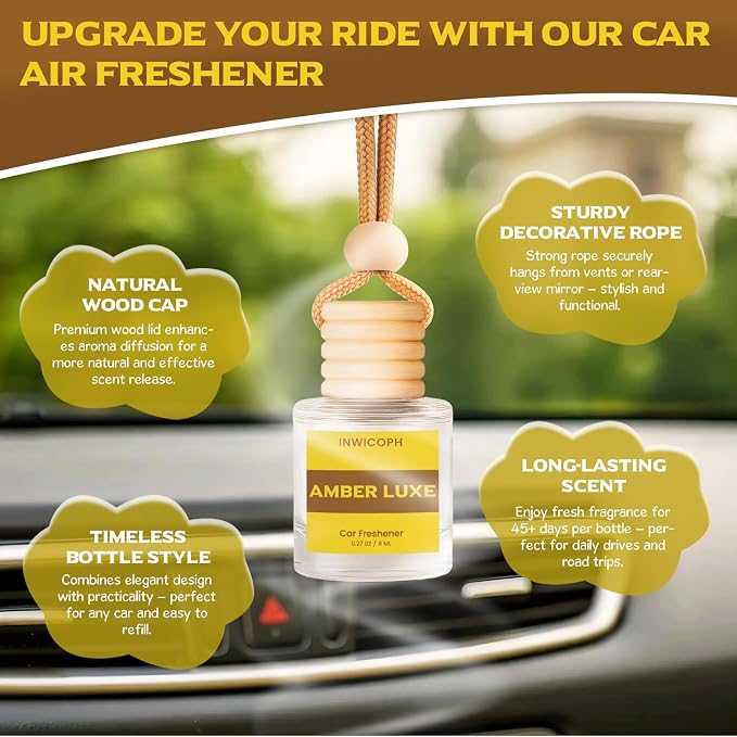 Car Air Freshener Diffuser Hanging, Amber Luxe Fragrance Oil