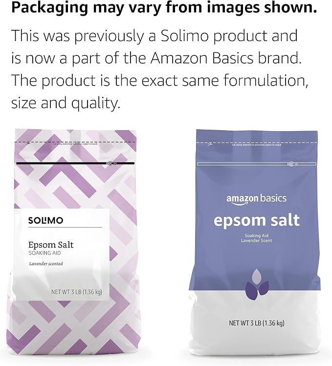 Amazon Basics Epsom Salt Soaking Aid, Lavender Scented, Relax & Relief, Resealable, 3 Pound, 1-Pack (Previously Solimo)