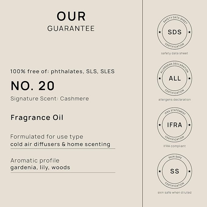 VINEVIDA [128 Fl Oz] Cashmere Fragrance Oil for Cold Air Diffusers, Essential Oils for Diffuser Oil Refill & Air Freshener Room Spray
