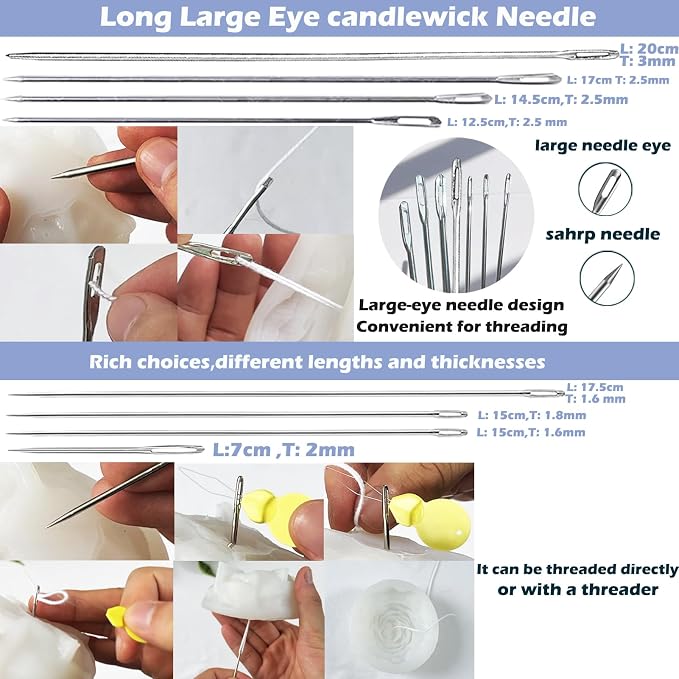 41PCS Mold Punch Wicking Needle Tools Inserting Tool for Candle Making Adjustable Punch Needle Long Silicone Mold Hook Needle Drill Candle Wick Hole Drill Steel Sticks to Make Holes in Candles Soap