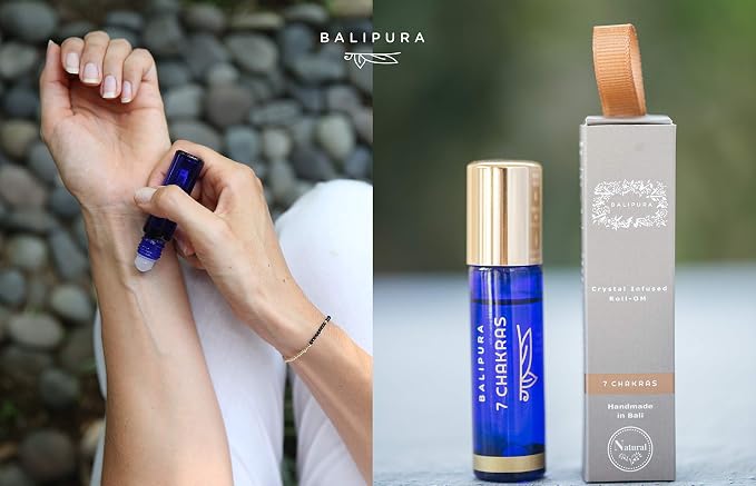 BALIPURA - 7 Chakra Natural Aura Roll On - Essential Oils Blends - Handmade in Bali, 0,34fl.oz