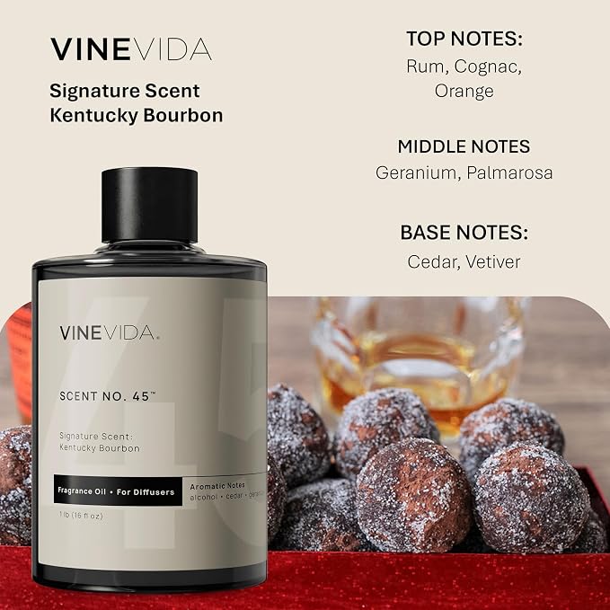 VINEVIDA [16 Fl Oz] Kentucky Bourbon Fragrance Oil for Cold Air Diffusers, Essential Oils for Diffuser Oil Refill & Air Freshener Room Spray
