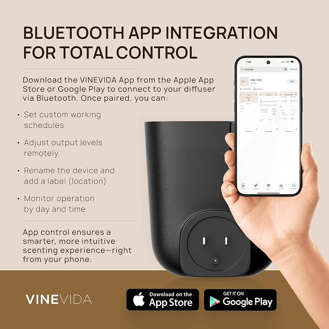 VINEVIDA Prime Plug-in Diffuser for Home & Office | Fragrance Oil Diffuser - Cold Air Diffuser for Essential Oils | Scent Machine (2 Hotel Scents Included)