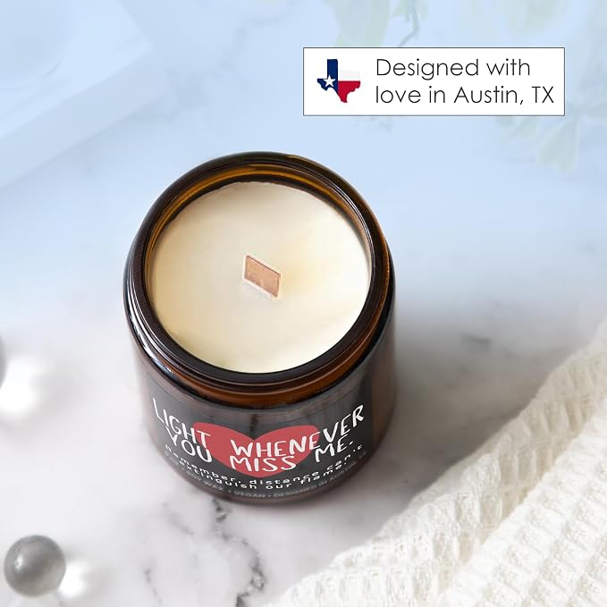 Long Distance Relationship Candle, Long Distance Relationship Gifts for Him, Thoughtful Gifts for Girlfriend or Boyfriend, Presents for Best Friend, Birthday, Christmas, Gift-Ready