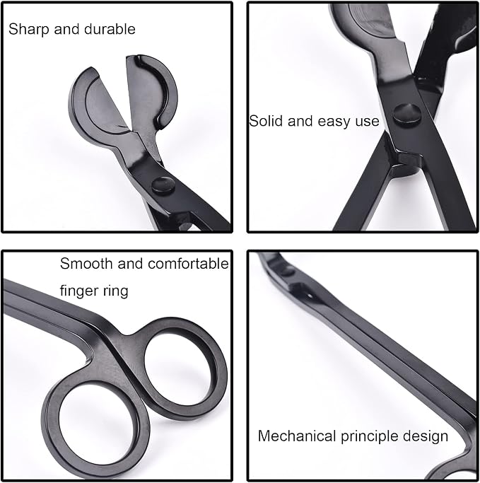 Candle Wick Trimmer Wick Clipper Wick Cutter Scissor Reaches Deep Into Candles Wick Prevent Soot Buildup Candle Accessories (Matte Black)