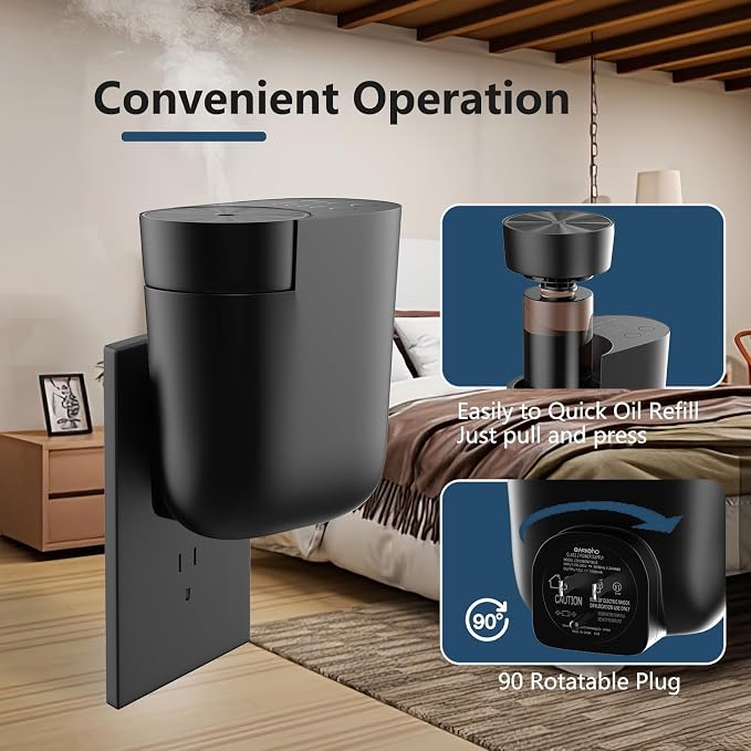 Plug-in Oil Diffuser Kit, Waterless Diffuser with Essential Oil- Inspired by Luxury Hotel, Portable Scent Diffuser 60ml for Home, Office, Spa (1 Fragrance 100ml and Extra Empty Bottle Included)