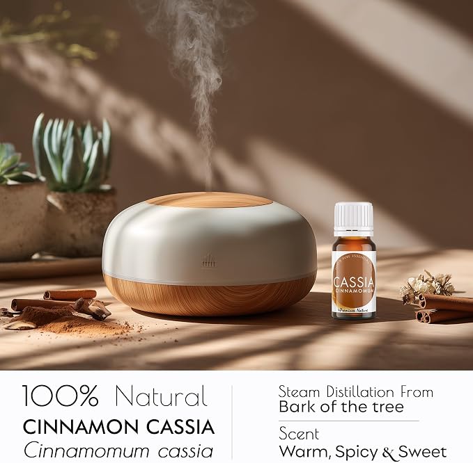 Cinnamon Essential Oil - 100% Natural Cassia for Diffuser, Skin, Hair, & Aromatherapy - Perfect Cassia Essential Oil for DIY Recipes (0.34 fl oz)