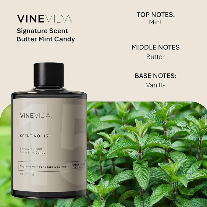 VINEVIDA [16oz] Butter Mint Candy Fragrance Oil for Candle Making - Made in USA Scents for Candles and Soap Making - Natural Fragrance Oil