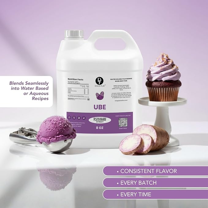 Dolce Flav Ube Purple Flavoring 8 oz – Bulk Ube Purple Extract for Ice Cream Manufacturing, Bakery & Foodservice