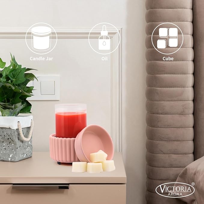 VICTORIA AROMA Ceramic Wax Melt Warmer 3-in-1 Wax Warmer for Scented Wax - Electric Fragrance Burner for Home, Office, Bedroom - Gift & Décor