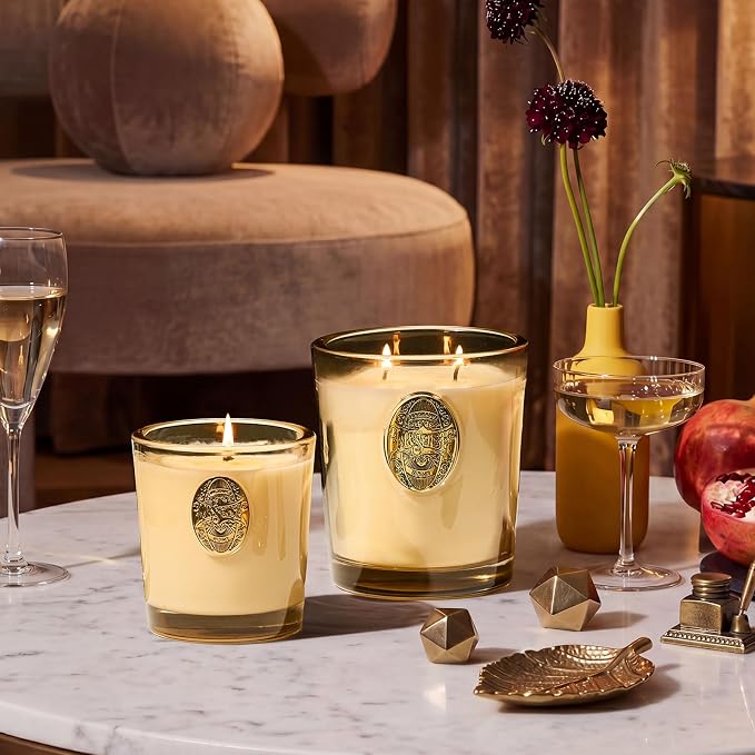 M&SENSE Large Two-Wick Soy Candle | Cheer Champagne & Gold | 19.8 oz, 120H Burn Time | Luxury Scented Candle for Relaxation, Gifting, Home Décor | Ideal for Bedroom, Office, Party Ambiance