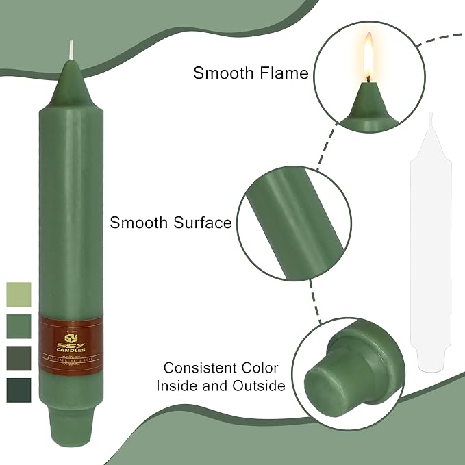 Gradient Green Taper Candles Stick 7 inch High Tapered Candle - Set of 4 Short Candlesticks Unscented Tapered Candlesticks for Home Decoration Holiday Wedding Party