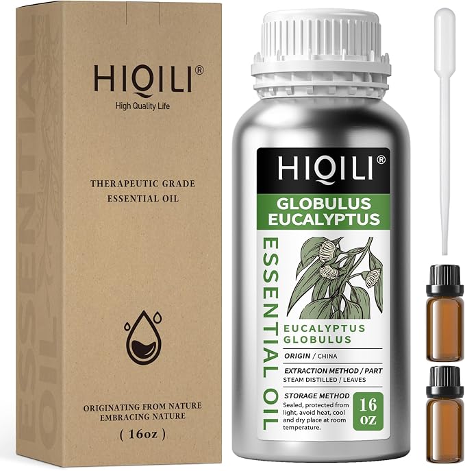 HIQILI Eucalyptus Essential Oil for Spray, Diffuser & Skin - 16 Fl Oz