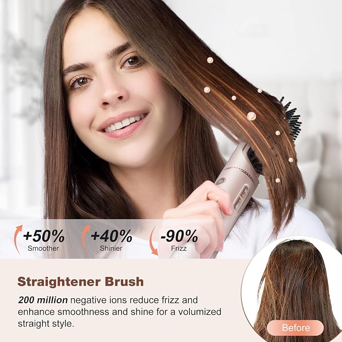 7MAGIC 7-in-1 Hot Air Styler, Hair Styler Dryer Brush with Auto-Wrap Curlers, High-Speed Hair Dryer for Fast Drying, Volumizing & Straightening, Travel Case Included, Pink