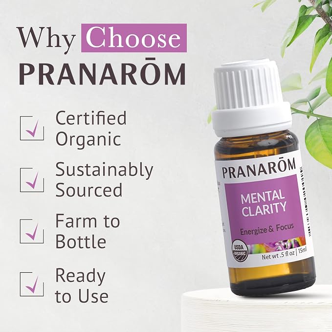 Pranarom - Mental Clarity 15ml Essential Oil Blend - Peppermint, Lemon, Grapefruit, Lavender - 100% Pure, Aromatherapy