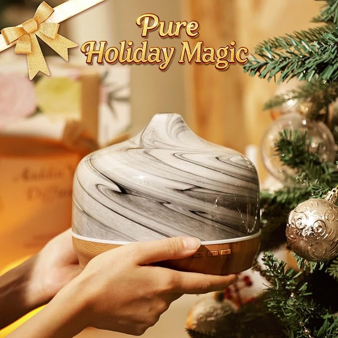 Porseme 500ml Glass Essential Oil Diffuser Aromatherapy Ultrasonic Cool Mist Humidifier 15-21 Running Hours Waterless Auto-Off Air Diffusers for Sleeping Yoga Working Spa(Ink)