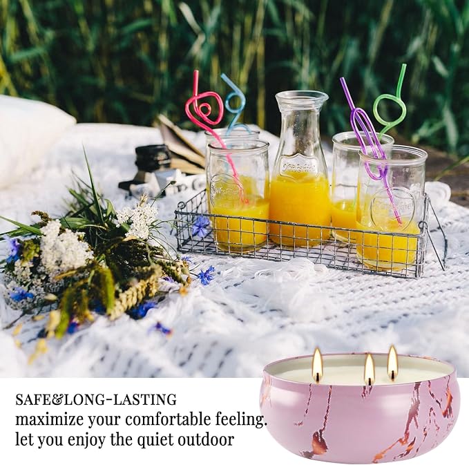 Citronella Candle Outdoor,12oz Summer Camping Large Candle for Outside Garden Backyard Balcony,30 Hour Burn,4 Pack 3 Wick