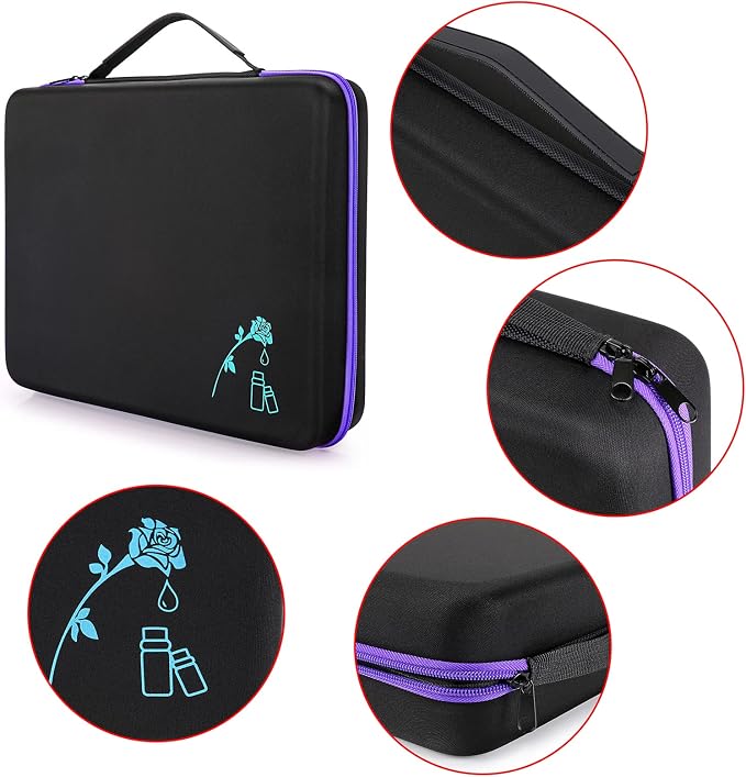 Hipiwe 120 Bottle EVA Essential Oil Storage Carrying Case Hard Shell Exterior Essential Oils Organizer Holder Traveling Bag with Foam Insert, Holds 5ml 10ml 15ml Essential Oils