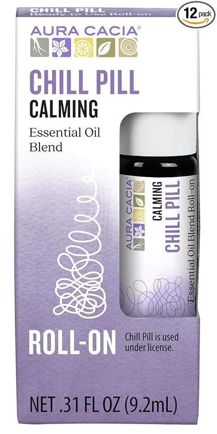 Aura Cacia Roll-On Essential Oil Blend, Chill Pill, 0.31 Ounce Bottle