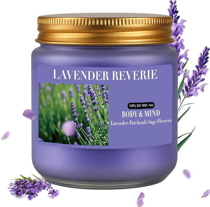 Lavender Scented Candles, 4oz Jar Aromatherapy Soy Wax Candle for Home, Candles Gifts for Women Mom, Fragrance Ideal for Relaxation Stress Relief & Meditation