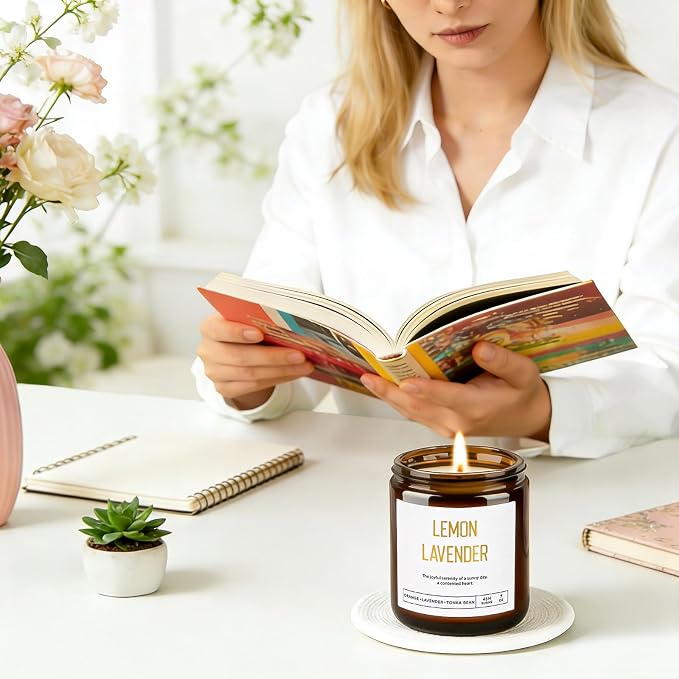 Candles for Home Scented - Soy Candles Non Toxic, 6 Pack Candle Gift Set, Long Lasting Scented Candles with Lavender, Lemon, Vanilla, Coconut, Jasmine, Sage -Floral & Fruity Scents