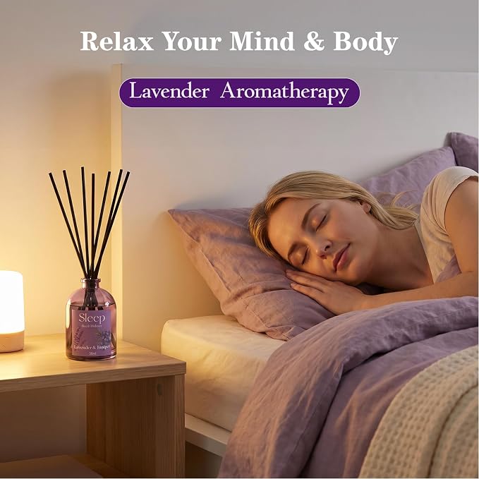 SCENTORINI Reed Diffuser Set, 6.76oz, Lavender Essential Oil Diffuser, Summer Fragrance Reed Diffuser with 24 Sticks for Bedroom Sleep, Spa Relax, Home Fragrance Bathroom Hotel Decor