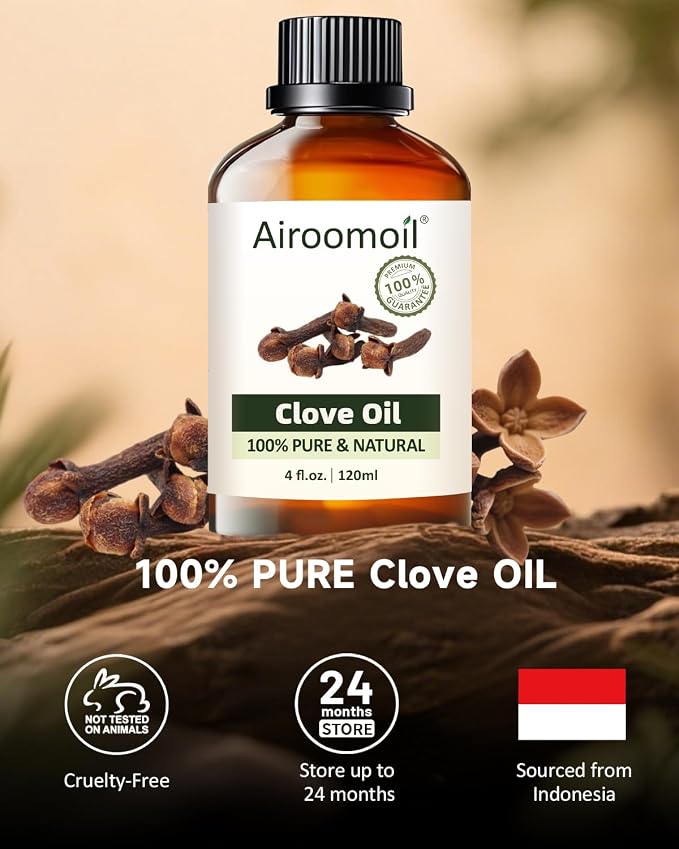 Pure Clove Essential Oil – 100% Natural 4 fl oz (120 ml) for Diffuser, Home Fragrance, DIY Candles, Soap, Sprays, Seasonal Aromatherapy & Holiday Gift – Warm Spicy Scent