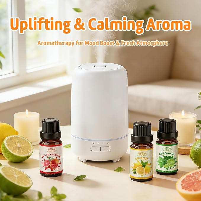 Citrus Essential Oils Set, Fruit Fragrance Oil for Diffusers,Scented Oil for Candle & Soap Making, Bitter Orange, Bergamot, Lemon, Grapefruit, Lime, Blood Orange, Aromatherapy Gifts