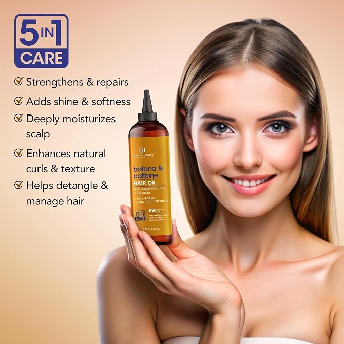 Botanic Hearth 100% Pure Batana & Caffeine Oil For Hair Growth & Hair Treatment Oils 6.7 Fl oz | Infused with coconut Oil | Hair Oil Repairs Dry Damaged Hair, Strengthening, Healthier|All Hair Types