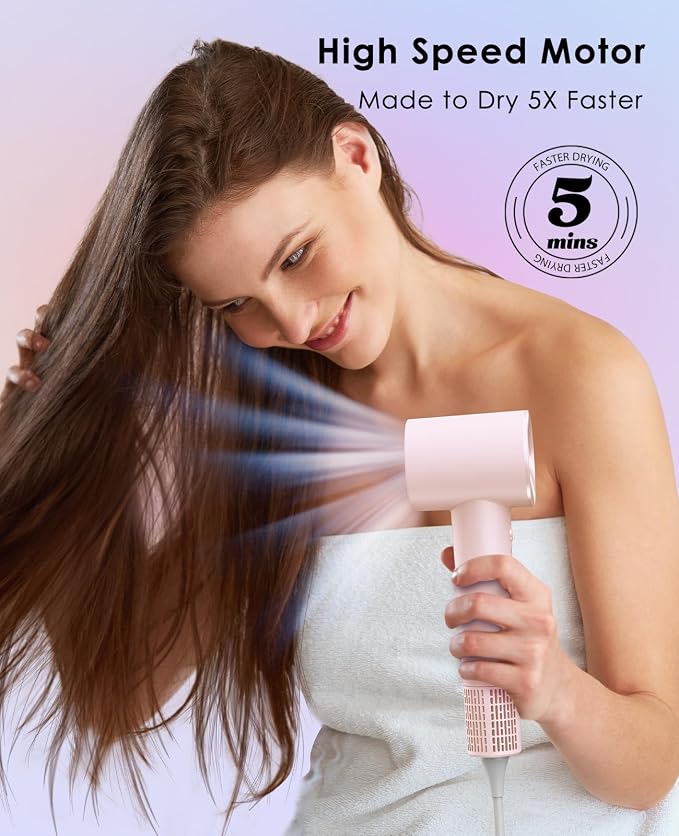 OSOU Hair Dryer with Diffuser for Curly Hair, Negative Ionic Hairdryer, High-Speed Blow Dryer with 110, 000 RPM Brushless Motor, Fast Drying Lightweight Travel Hairdryer, Low Noise Quiet Hair Dryers