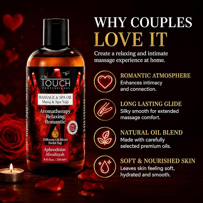 Aphrodisiac Massage Oil for Couples - Massage Oils for Date Night - Massage Oil for Massage Therapy - Aromatherapy Oil for Intimate Moments -Aphrodisiac Massage Oils - Muscle Relaxer Oils 8.45 Fl Oz.
