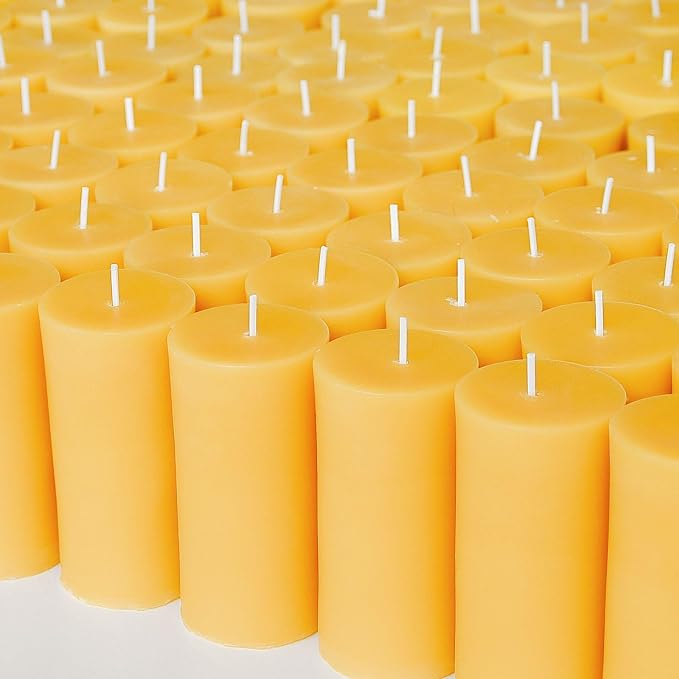 DEYBBY 2 x 4 inch Natural Beeswax Pillar Candles Set of 8, Smokeless Dripless Pure Beeswax Candle Bulk with Natural Scent for for Home Decor Blackout Housewarming Party Event, Long Burn, Yellow