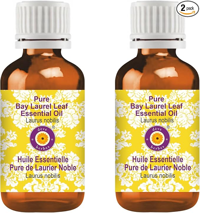 Deve Herbes Pure Bay Laurel Leaf Essential Oil (Laurus nobilis) Steam Distilled (Pack of Two) 100ml X 2 (6.76 oz)