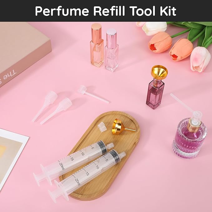 Segbeauty 8pcs Perfume Refill Pump Tools, 20ml 0.68oz Large Perfume Extractor, Perfume Dispenser Transfer Tools Kit, Funnel Dropper Cosmetic Dispenser Refill Set for Travel Refillable Cologne Atomizer