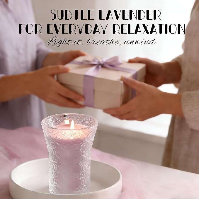 HAVITI Lavender Candle, 8 OZ Scented Candles Soy Jars Candles for Women Galentines Valentines Mother's Day Gift, Aromatherapy Purple Candles for Home Scented Bridal Shower