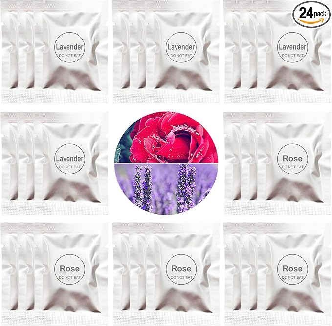 24 Pack Lavender & Rose Car Air Freshener Refills, Car Air Vent Clip Freshener Replacement Pads, Solid Fragrance Scent Refill Tablets