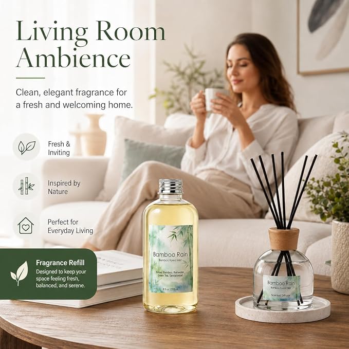 Bamboo Diffuser Oil Refill 8.5 Fl Oz, Luxury Hotel Collection Scent Inspired by Westin, Natural Fragrance Oil for Ultrasonic Diffuser, Room Spray, Air Freshener & HVAC in Home Office (Bamboo)