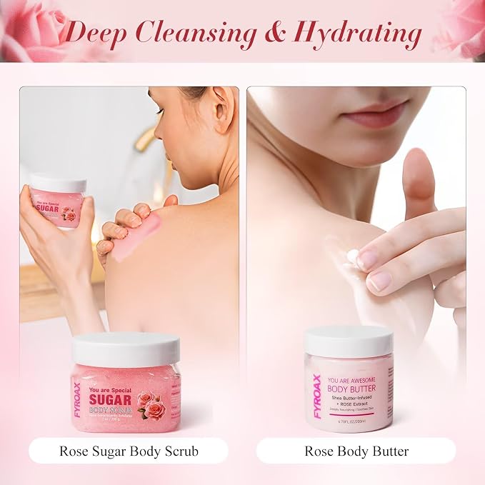 Spa Gifts for Women 7 Pcs Home Spa Kit Rose Gifts for Woman,Spa Gift Baskets Self Care Gifts Spa Gift for Women Birthday,Mothers Day Basket Easter Christmas Bath Set