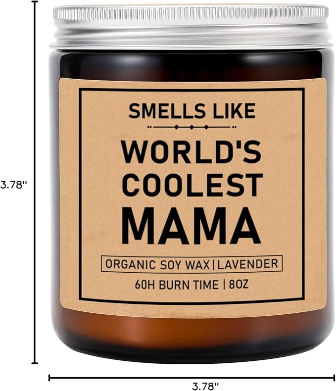 Smells Like World's Coolest Mama Lavender Soy Candle - 8oz Jar - 50hr Burn Time - Stress Relieving - Mother's Day Gift